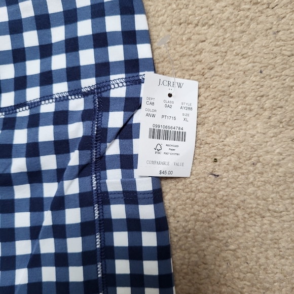 NWT! J Crew Blue Gingham Biker Shorts! Size Xl! - Picture 4 of 9